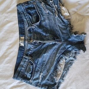 Free People Loving Good Vibes Denim Jean Shorts Distressed 31
